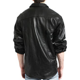 Men's Black Leather Slim Fit Stylish Modern Shirt MS21